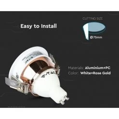 V-TAC Support De Projecteur LED Rond Réglable GU10 Avec Trou Ovale De Couleur Blanche Avec Intérieur En Or Rose -V-TAC Soldes 56929146 3