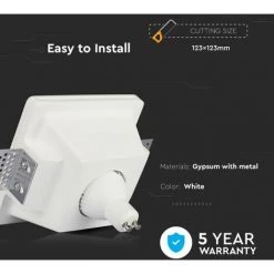 V-TAC Spot LED Encastré Rond GU10 Et GU5.3 (MR16) Corps En Plâtre Blanc -V-TAC Soldes 56929152 3