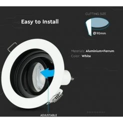 V-TAC Support De Spot LED à Encastrer Rond GU10 Et GU5.3 (MR16) Couleur Blanche Réglable -V-TAC Soldes 56929156 3