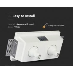 V-TAC Carré 2 * GU10 Et GU5.3 (MR16) Corps De Projecteur LED à Encastrer Carré En Plâtre Blanc -V-TAC Soldes 56929161 3