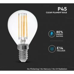 V-TAC Ampoule LED E14 4W E14 4W P45 Filament 6400K -V-TAC Soldes 56929175 3