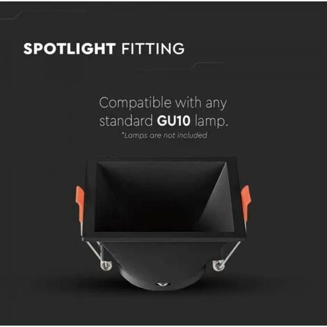 V-TAC Spot à LED Encastré Carré GU10 Avec Section Carrée De Couleur Noire 2 V-TAC Spot à LED Encastré Carré GU10 Avec Section Carrée De Couleur Noire – Image 2