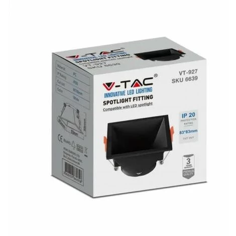 V-TAC Spot à LED Encastré Carré GU10 Avec Section Carrée De Couleur Noire 5 V-TAC Spot à LED Encastré Carré GU10 Avec Section Carrée De Couleur Noire – Image 5