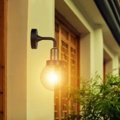 V-TAC Applique LED Lanterne En Verre Avec Douille E27 Noir Mat IP65 -V-TAC Soldes 56929216 5