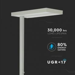 V-TAC Lampadaire LED 80W Interrupteur Rotatif à Double Faisceau Lumineux Couleur Argent H: 195cm 4000K Dimmable -V-TAC Soldes 56929240 3