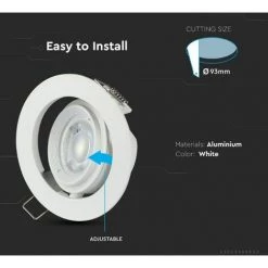 V-TAC Support De Spot LED à Encastrer Rond GU10 Et GU5.3 (MR16) Couleur Blanche Réglable -V-TAC Soldes 56929308 3
