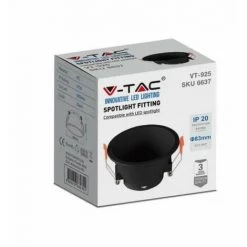 V-TAC Support De Projecteur LED Encastré Rond GU10 Avec Section Ronde Couleur Noire -V-TAC Soldes 56929323 5