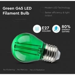V-TAC Ampoule LED E27 2W G45 Filament Couleur Vert -V-TAC Soldes 56929325 3