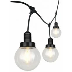 V-TAC Caténaire De 3m Pour 6 Ampoules LED E27 Avec Diffuseurs Transparents IP65 Couleur Noire.