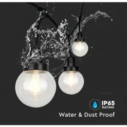 V-TAC Caténaire De 3m Pour 6 Ampoules LED E27 Avec Diffuseurs Transparents IP65 Couleur Noire. -V-TAC Soldes 56929344 4