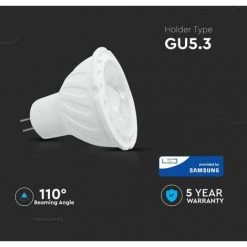V-TAC Puce LED Samsung GU5.3 (MR16) 6,5W 12V 110° 6400K -V-TAC Soldes 56929363 3