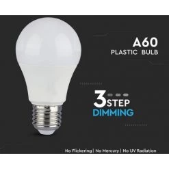 V-TAC Ampoule LED E27 9W A60 3 Step Dimmable 2700K (Blister 2 Pièces) -V-TAC Soldes 56929520 3