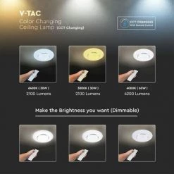 V-TAC Plafonnier LED Rond 60W Avec Télécommande à Changement De Couleur 3 En 1 Effet étoilé D: 500mm H: 85mm Dimmable 8 V-TAC Plafonnier LED Rond 60W Avec Télécommande à Changement De Couleur 3 En 1 Effet étoilé D: 500mm H: 85mm Dimmable -V-TAC Soldes 56929535 4