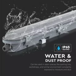 V-TAC Plafonnier LED Puce Samsung Étanche 36W 120LM / W Série M 1200mm Corps Gris Transparent 6400K IP65 -V-TAC Soldes 56929540 4