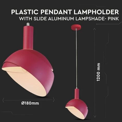 V-TAC Lustre LED Avec Abat-jour En Aluminium Et Douille E14 (max 60W) Couleur Rose 4 V-TAC Lustre LED Avec Abat-jour En Aluminium Et Douille E14 (max 60W) Couleur Rose – Image 4