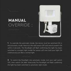 V-TAC Phare LED à Puce Samsung 10W Avec Capteur De Mouvement Et De Crépuscule Et Interrupteur De Verrouillage Manuel Couleur Blanche 6400K IP65 -V-TAC Soldes 56993423 4