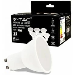 V-TAC Projecteur LED GU10 4.5W 100° Satin Cover 3000K (Boîte De 6 Pièces) -V-TAC Soldes 56993615 4