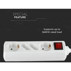 V-TAC Bloc Multiprise Avec Câble De 1,5mt 4 Prises 2 10A 2P + Shuko 2 10A Et Interrupteur D'éclairage Prise Shuko Couleur Blanche -V-TAC Soldes 57157824 4