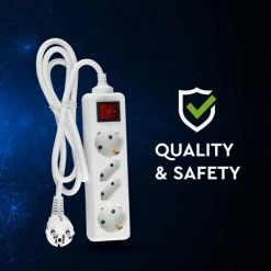 V-TAC Bloc Multiprise Avec Câble De 1,5mt 4 Prises 2 10A 2P + Shuko 2 10A Et Interrupteur D'éclairage Prise Shuko Couleur Blanche -V-TAC Soldes 57157824 5