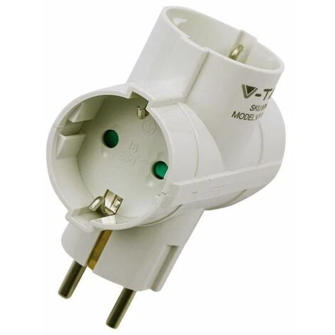 V-TAC Adaptateur Multiprise Avec 2 Prises Latérales 10A 2P + Shuko Et Une Frontale 10A 2P + Shuko Avec Prise Shuko Couleur Blanche 1 V-TAC Adaptateur Multiprise Avec 2 Prises Latérales 10A 2P + Shuko Et Une Frontale 10A 2P + Shuko Avec Prise Shuko Couleur Blanche