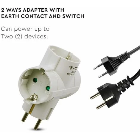V-TAC Adaptateur Multiprise Avec 2 Prises Latérales 10A 2P + Shuko Et Une Frontale 10A 2P + Shuko Avec Prise Shuko Couleur Blanche 2 V-TAC Adaptateur Multiprise Avec 2 Prises Latérales 10A 2P + Shuko Et Une Frontale 10A 2P + Shuko Avec Prise Shuko Couleur Blanche – Image 2
