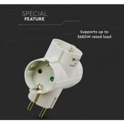 V-TAC Adaptateur Multiprise Avec 2 Prises Latérales 10A 2P + Shuko Et Une Frontale 10A 2P + Shuko Avec Prise Shuko Couleur Blanche 8 V-TAC Adaptateur Multiprise Avec 2 Prises Latérales 10A 2P + Shuko Et Une Frontale 10A 2P + Shuko Avec Prise Shuko Couleur Blanche -V-TAC Soldes 57157825 4