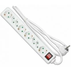 V-TAC Multiprise Avec Câble De 5mt 8 Prises 4 10A 2P + Shuko 4 10A Interrupteur Incliné Et Lumière Prise Shuko Couleur Blanche