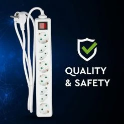 V-TAC Multiprise Avec Câble De 5mt 8 Prises 4 10A 2P + Shuko 4 10A Interrupteur Incliné Et Lumière Prise Shuko Couleur Blanche -V-TAC Soldes 57157870 5