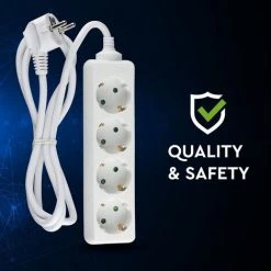 V-TAC Multiprise Avec Câble De 1,5 Mt 4 Prises 10A 2P + Shuko Et Prise Shuko Couleur Blanche -V-TAC Soldes 57158040 5