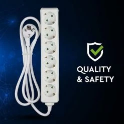 V-TAC Multiprise Avec Câble De 1,5 Mt 6 Prises 10A 2P + Shuko Et Prise Shuko Blanche -V-TAC Soldes 57158041 5