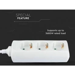 V-TAC Multiprise Avec Câble De 1,5 Mt 3 Prises 10A 2P + Shuko Et Prise Shuko Couleur Blanche -V-TAC Soldes 57158042 4