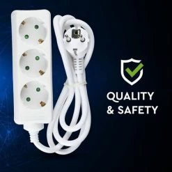 V-TAC Multiprise Avec Câble De 1,5 Mt 3 Prises 10A 2P + Shuko Et Prise Shuko Couleur Blanche -V-TAC Soldes 57158042 5