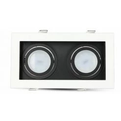 V-TAC Support Spot LED Encastrable Carré 2xGU10 Réglable Blanc Et Noir -V-TAC Soldes 58171155 4