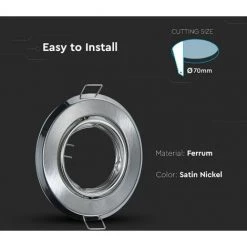 V-TAC Support De Spot LED GU10 Rond Encastré Couleur Nickel Satiné (Boîte De 2 Pièces) -V-TAC Soldes 58171200 3