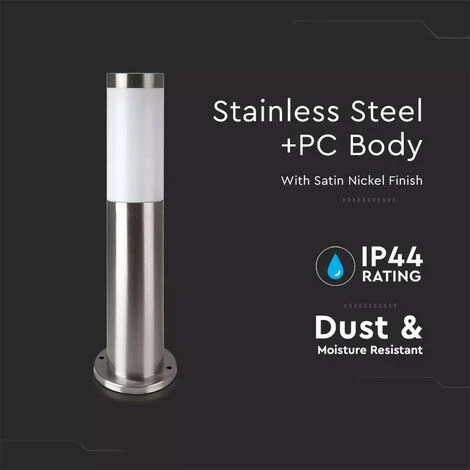 V-TAC Borne Extérieure Inox Finition Satin Nickel Hauteur 45cm 3 V-TAC Borne Extérieure Inox Finition Satin Nickel Hauteur 45cm – Image 3