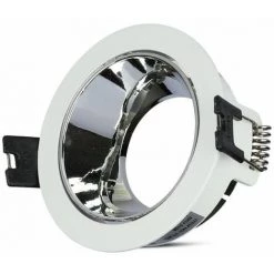 V-TAC Support Spot LED Encastrable Rond Blanc GU10 Avec Support Chrome Ajustable
