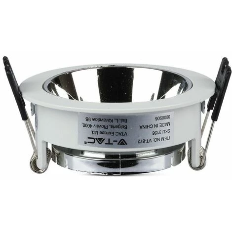 V-TAC Support Spot LED Encastrable Rond Blanc GU10 Avec Support Chrome Ajustable 4 V-TAC Support Spot LED Encastrable Rond Blanc GU10 Avec Support Chrome Ajustable – Image 4