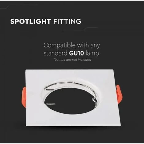 V-TAC Support De Projecteur LED Encastré Carré GU10 * 2, Couleur Blanche Réglable 2 V-TAC Support De Projecteur LED Encastré Carré GU10 * 2, Couleur Blanche Réglable – Image 2
