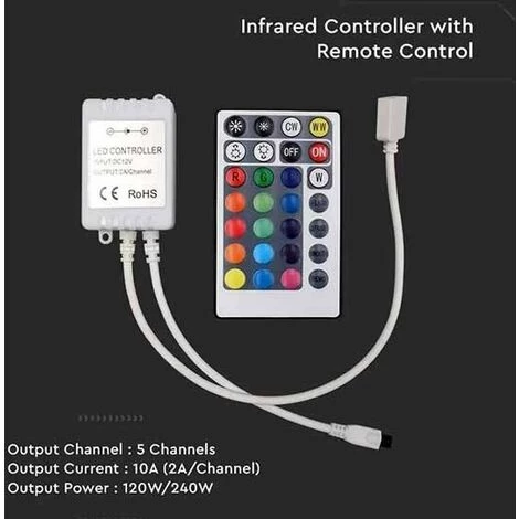 V-TAC VT-2428 Contrôleur Avec Télécommande Infrarouge IR Pour Bande Led 3IN1+RGB 12V/24V 28 Boutons - SKU 2899 4 V-TAC VT-2428 Contrôleur Avec Télécommande Infrarouge IR Pour Bande Led 3IN1+RGB 12V/24V 28 Boutons - SKU 2899 – Image 4