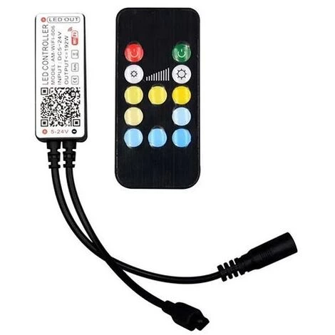 V-TAC VT-2427 Contrôleur Wi-Fi Avec Télécommande Infrarouge IR Pour Bande Led 3IN1 12V/24V 12 Boutons Fonctionne Avec Smartphone - SKU 2902 1 V-TAC VT-2427 Contrôleur Wi-Fi Avec Télécommande Infrarouge IR Pour Bande Led 3IN1 12V/24V 12 Boutons Fonctionne Avec Smartphone - SKU 2902