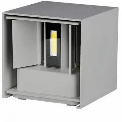Applique Murale Extérieure LED Directe / Indirecte 12W Ip65 Carrée Grise Vt-759-12 Fs - Blanc Neutre - 4000k V-TAC