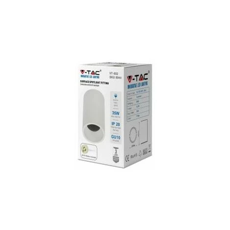 Support Saillie Rond Pour Ampoule LED GU10 Blanc Vt-802 V-TAC 3 Support Saillie Rond Pour Ampoule LED GU10 Blanc Vt-802 V-TAC – Image 3