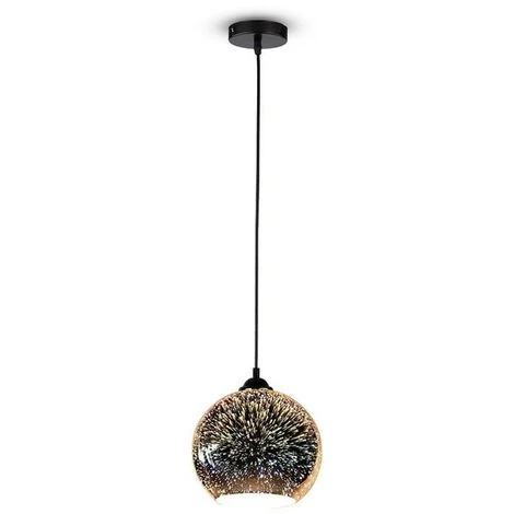 V-TAC Lustre Suspension LED Avec Douille E27 (Max 60W) Cloche En Verre Miroir Couleur Chrome Avec Effet 3D D: 20cm 2 V-TAC Lustre Suspension LED Avec Douille E27 (Max 60W) Cloche En Verre Miroir Couleur Chrome Avec Effet 3D D: 20cm – Image 2