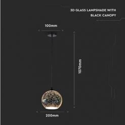 V-TAC Lustre Suspension LED Avec Douille E27 (Max 60W) Cloche En Verre Miroir Couleur Chrome Avec Effet 3D D: 20cm 7 V-TAC Lustre Suspension LED Avec Douille E27 (Max 60W) Cloche En Verre Miroir Couleur Chrome Avec Effet 3D D: 20cm -V-TAC Soldes 65992157 3