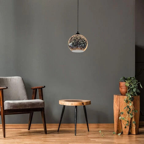 V-TAC Lustre Suspension LED Avec Douille E27 (Max 60W) Cloche En Verre Miroir Couleur Chrome Avec Effet 3D D: 20cm 5 V-TAC Lustre Suspension LED Avec Douille E27 (Max 60W) Cloche En Verre Miroir Couleur Chrome Avec Effet 3D D: 20cm – Image 5