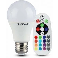 V-TAC Ampoule LED 4.8W Eq 40W E27 RGB + Blanc Chaud Avec Télécommande