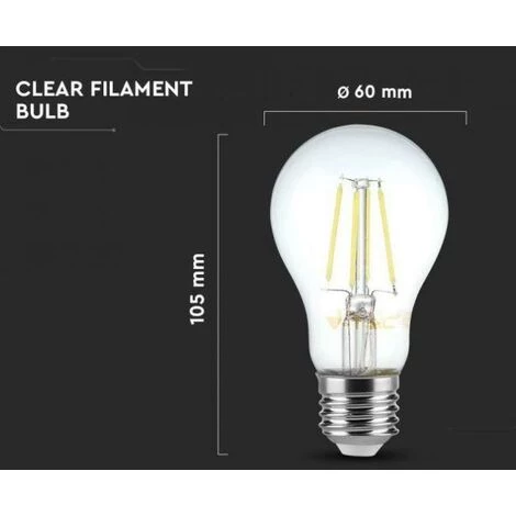 Ampoule à Incandescence A60 V-tac 6w 3000k E27 Vt-1887-n -214272 3 Ampoule à Incandescence A60 V-tac 6w 3000k E27 Vt-1887-n -214272 – Image 3