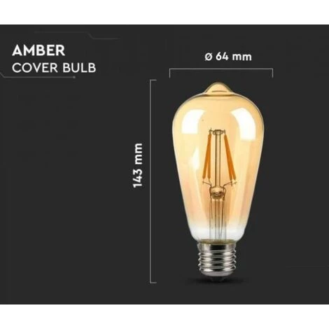 Ampoule à Led St64 V-tac Ambre 4w 2200k E27 Vt-1964-n -214361 3 Ampoule à Led St64 V-tac Ambre 4w 2200k E27 Vt-1964-n -214361 – Image 3
