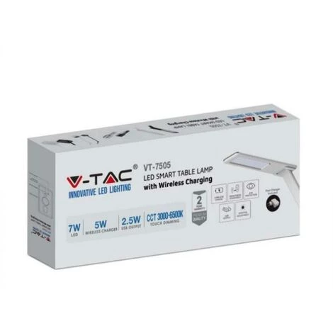 Lampe De Table Led V-tac 5w Rechargeable- Blanc -218603 2 Lampe De Table Led V-tac 5w Rechargeable- Blanc -218603 – Image 2