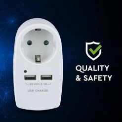 V-TAC Adaptateur Multiprise Avec Une Prise Avant 10A 2P + Shuko Avec 2 USB Et Prise Shuko Couleur Blanche -V-TAC Soldes 67658890 5